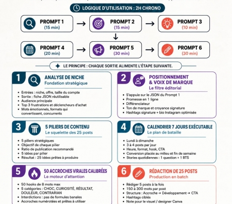 6 Prompts Claude pour générer 25 posts en 2 heures